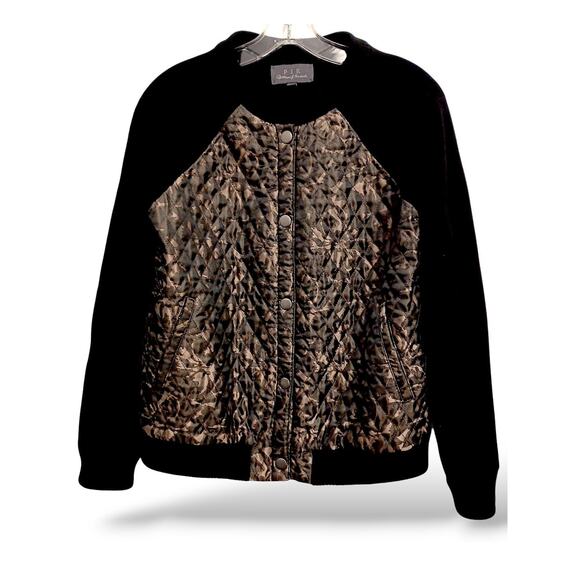 PJK Patterson J Kincaid Calabash Bomber Quilted Varsity Jacket Sz M Black $298 - Picture 2 of 16